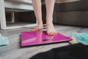 conceptual image about insecurities in women about weigh and eating disorders